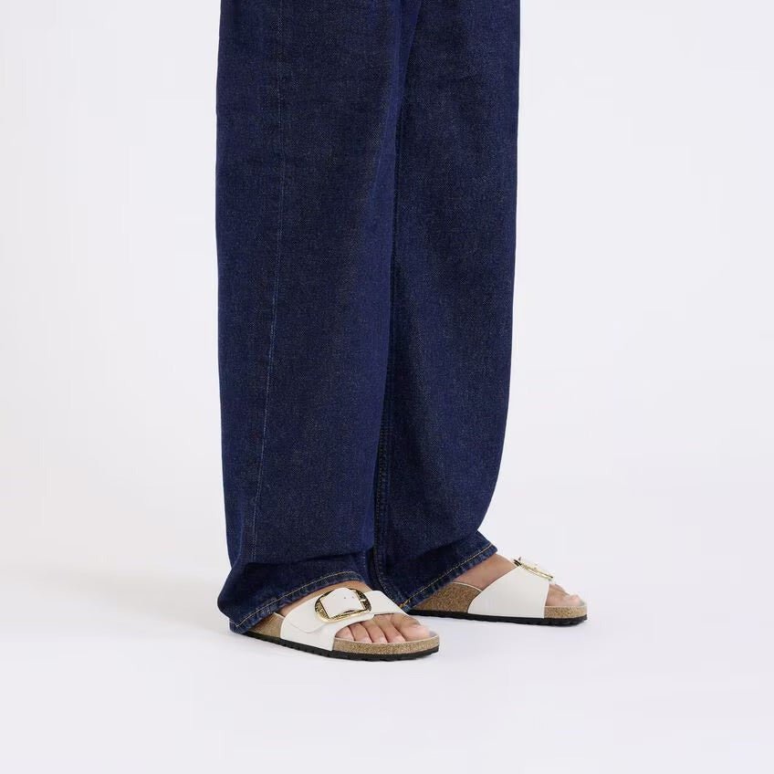 Madrid Hammered Big Buckle | High - Shine Patent Leather | Antique White - sandals - Birkenstock