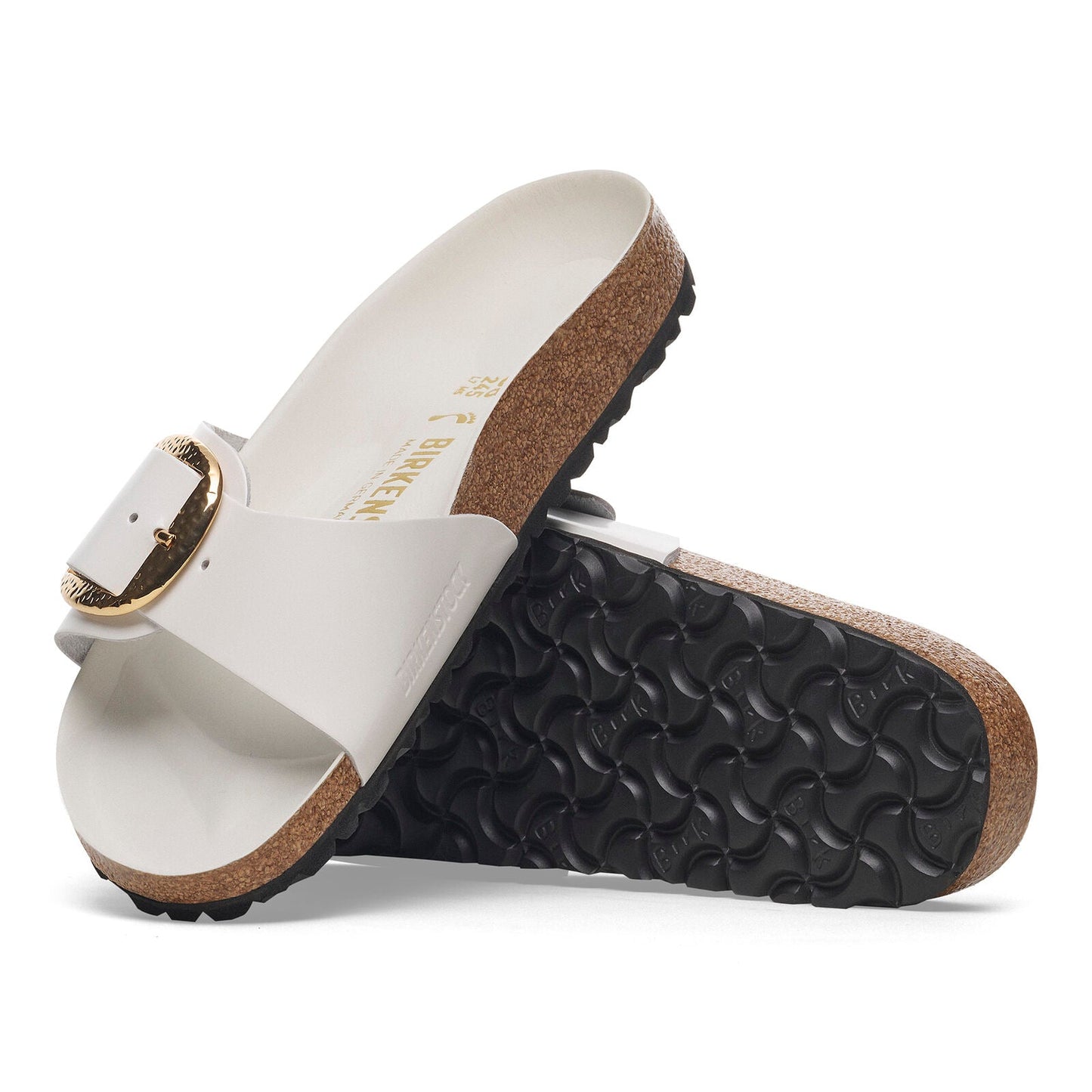 Madrid Hammered Big Buckle | High - Shine Patent Leather | Antique White - sandals - Birkenstock