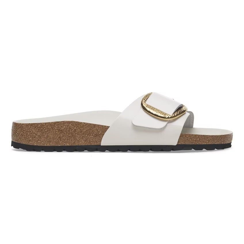Madrid Hammered Big Buckle | High - Shine Patent Leather | Antique White - sandals - Birkenstock