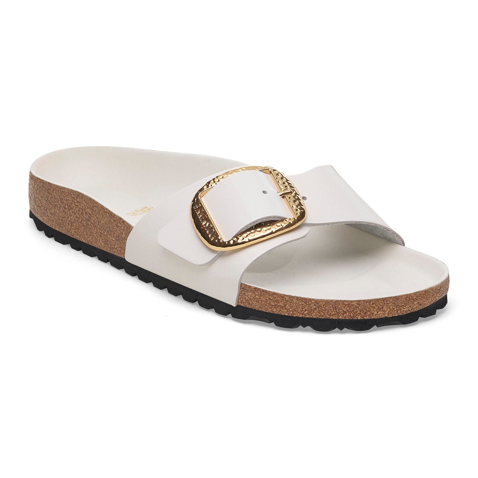 Madrid Hammered Big Buckle | High - Shine Patent Leather | Antique White - sandals - Birkenstock
