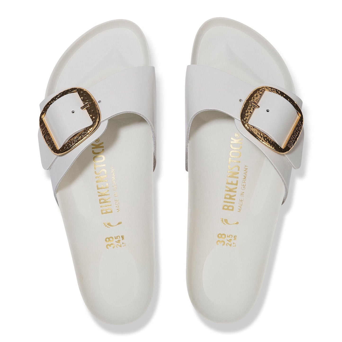 Madrid Hammered Big Buckle | High - Shine Patent Leather | Antique White - sandals - Birkenstock