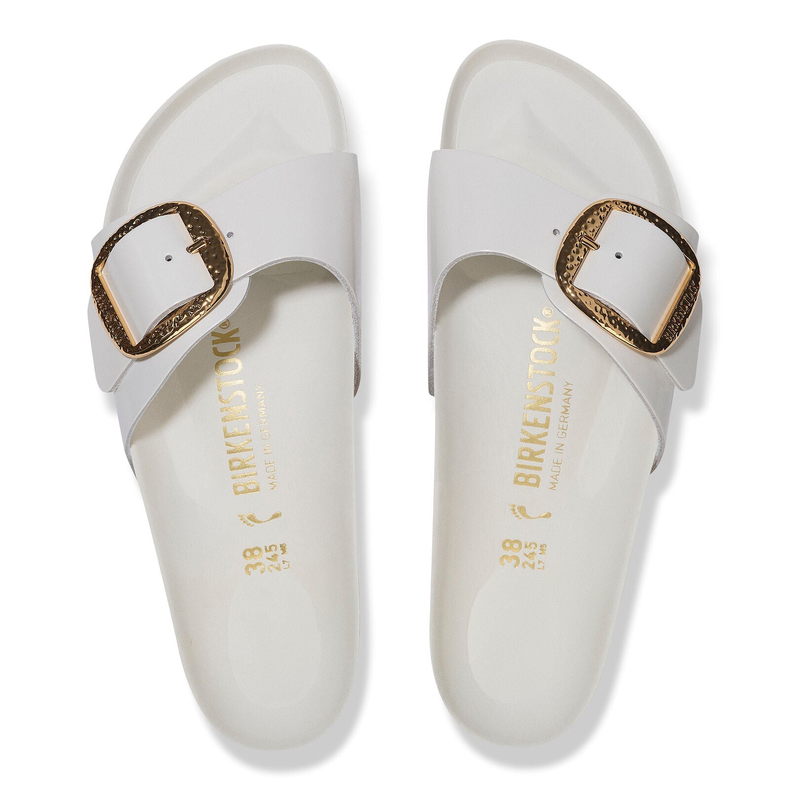 Madrid Hammered Big Buckle | High - Shine Patent Leather | Antique White - sandals - Birkenstock
