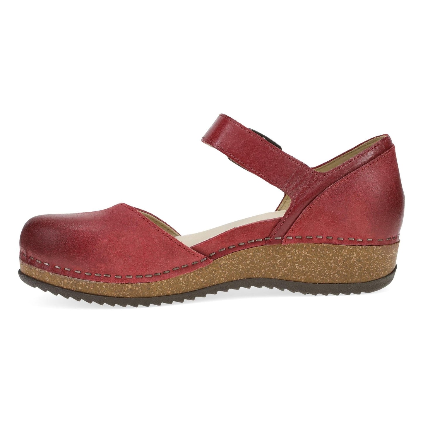 Mae | Burnished Suede | Red - shoe - Dansko