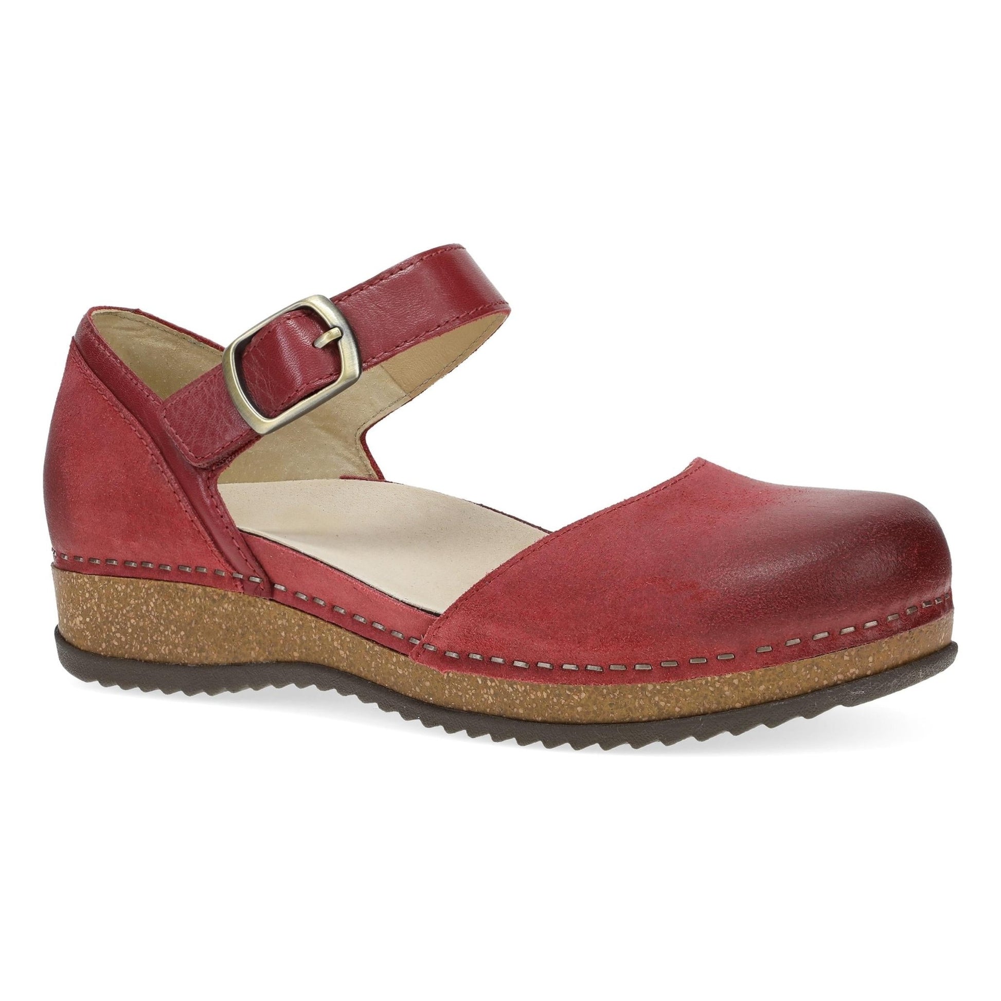 Mae | Burnished Suede | Red - shoe - Dansko