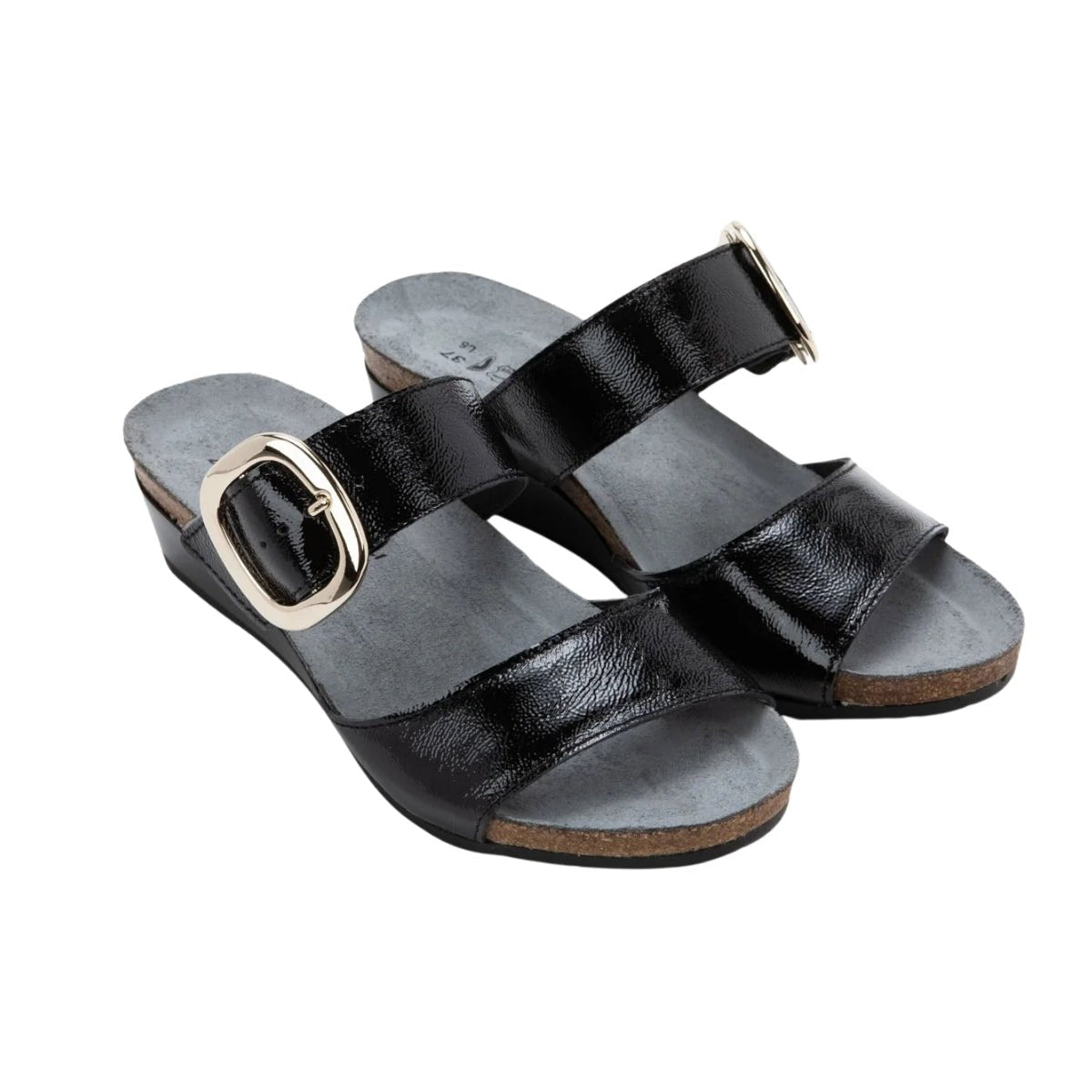 Magic | Crinkle Patent Leather | Black - Wedge - Naot