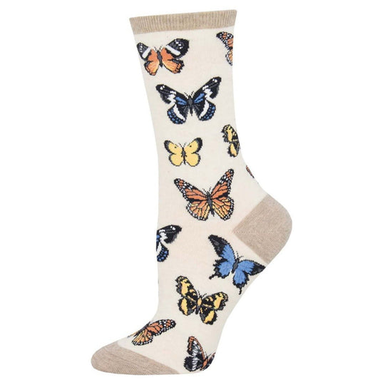 Majestic Butterflies | Women | Ivory Heather - socks - Socksmith