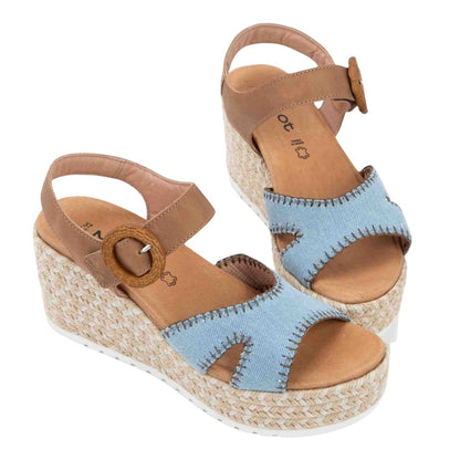 Majorca | Leather/Denim | Latte Brown - sandals - Naot