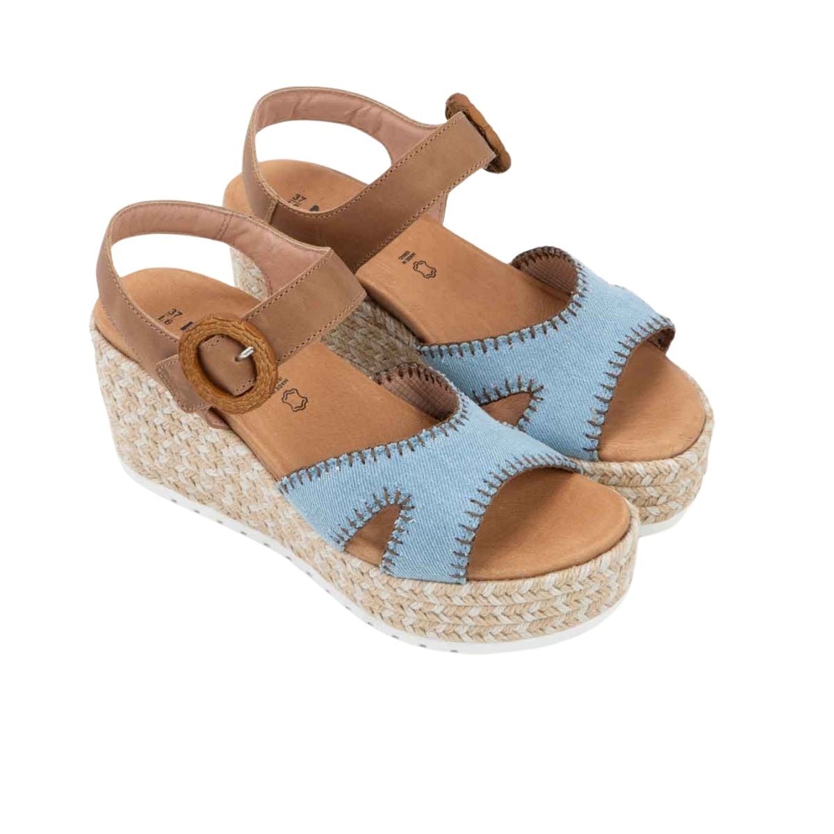 Majorca | Leather/Denim | Latte Brown - sandals - Naot