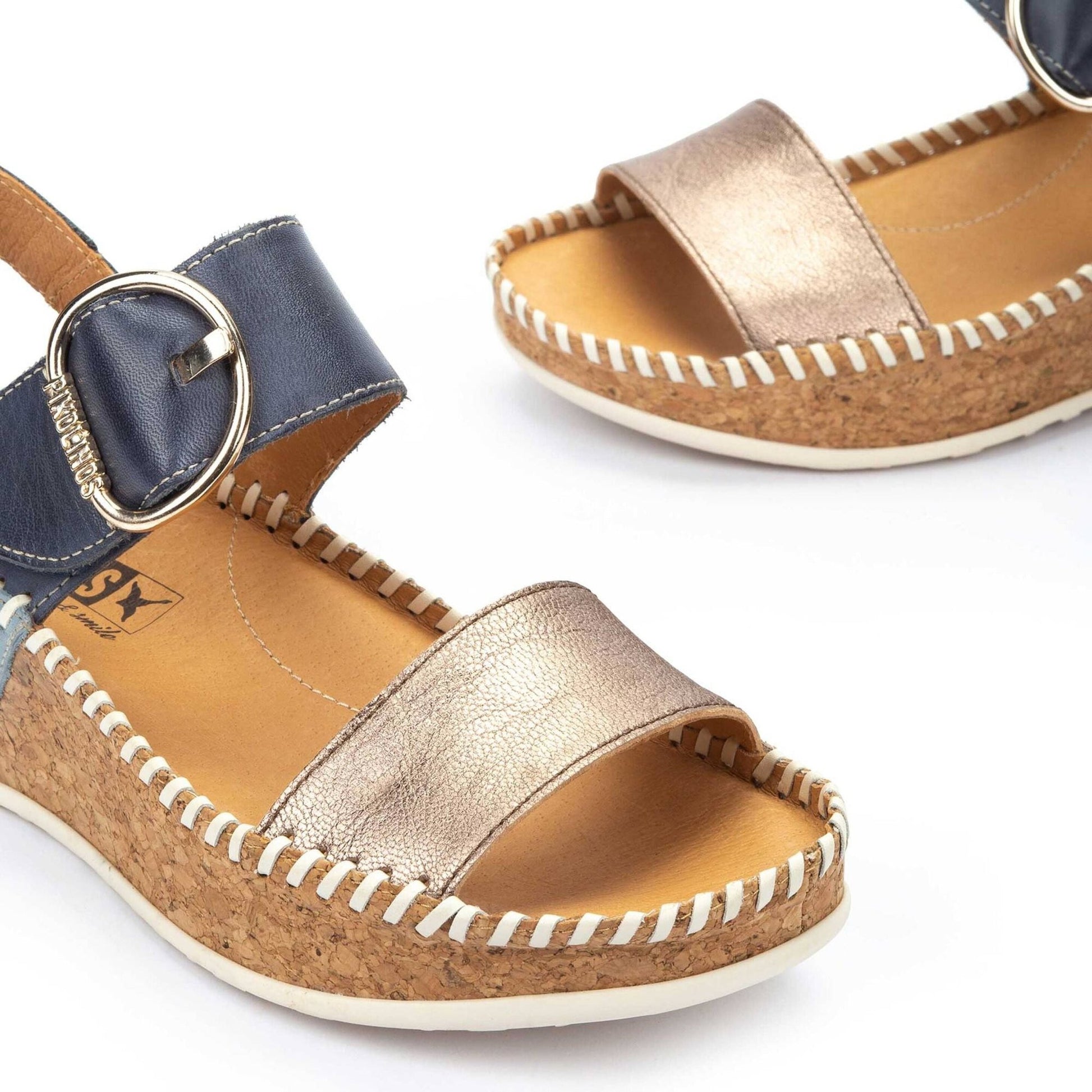 Marina Platform | Leather | Stone - sandals - Pikolinos
