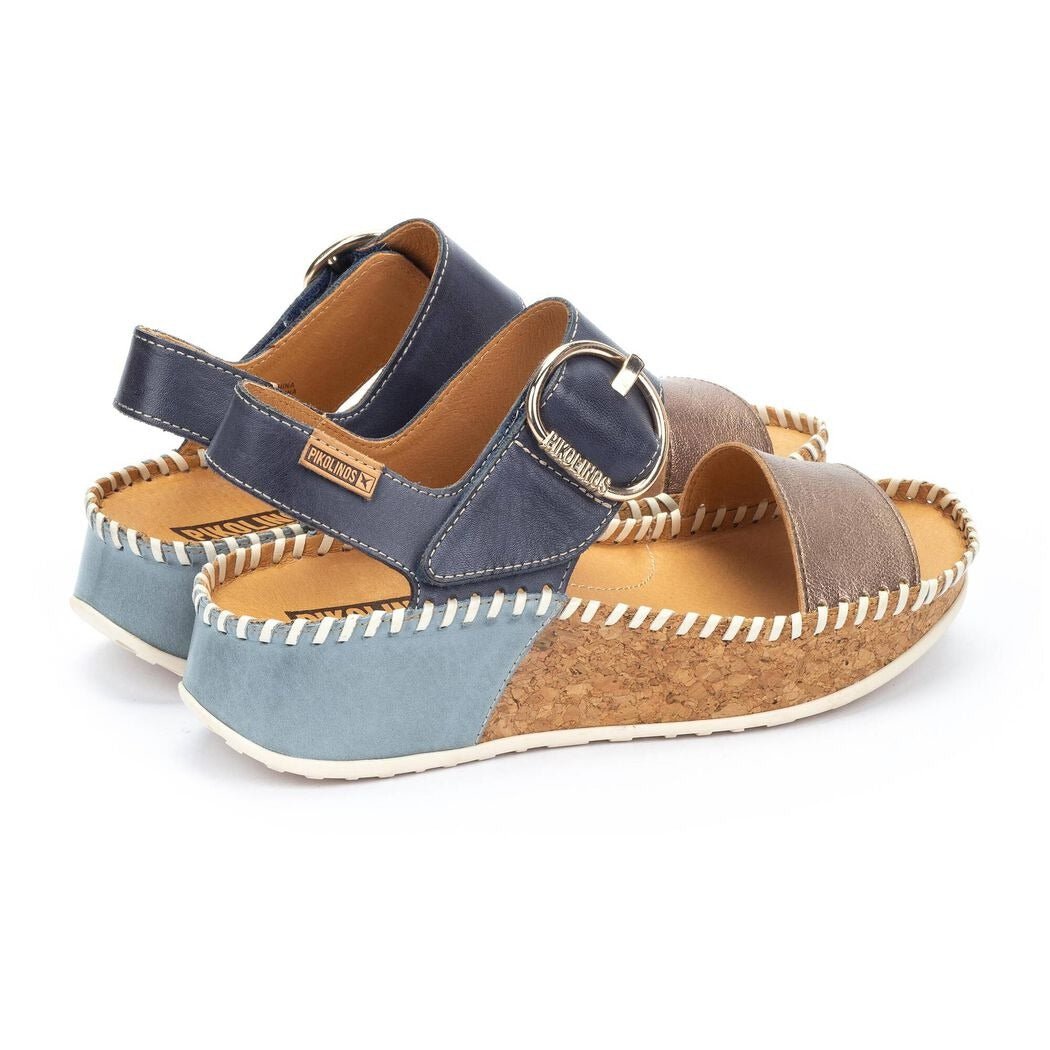Marina Platform | Leather | Stone - sandals - Pikolinos