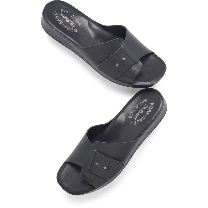 Mesa | Leather | Black - sandals - Kork - Ease