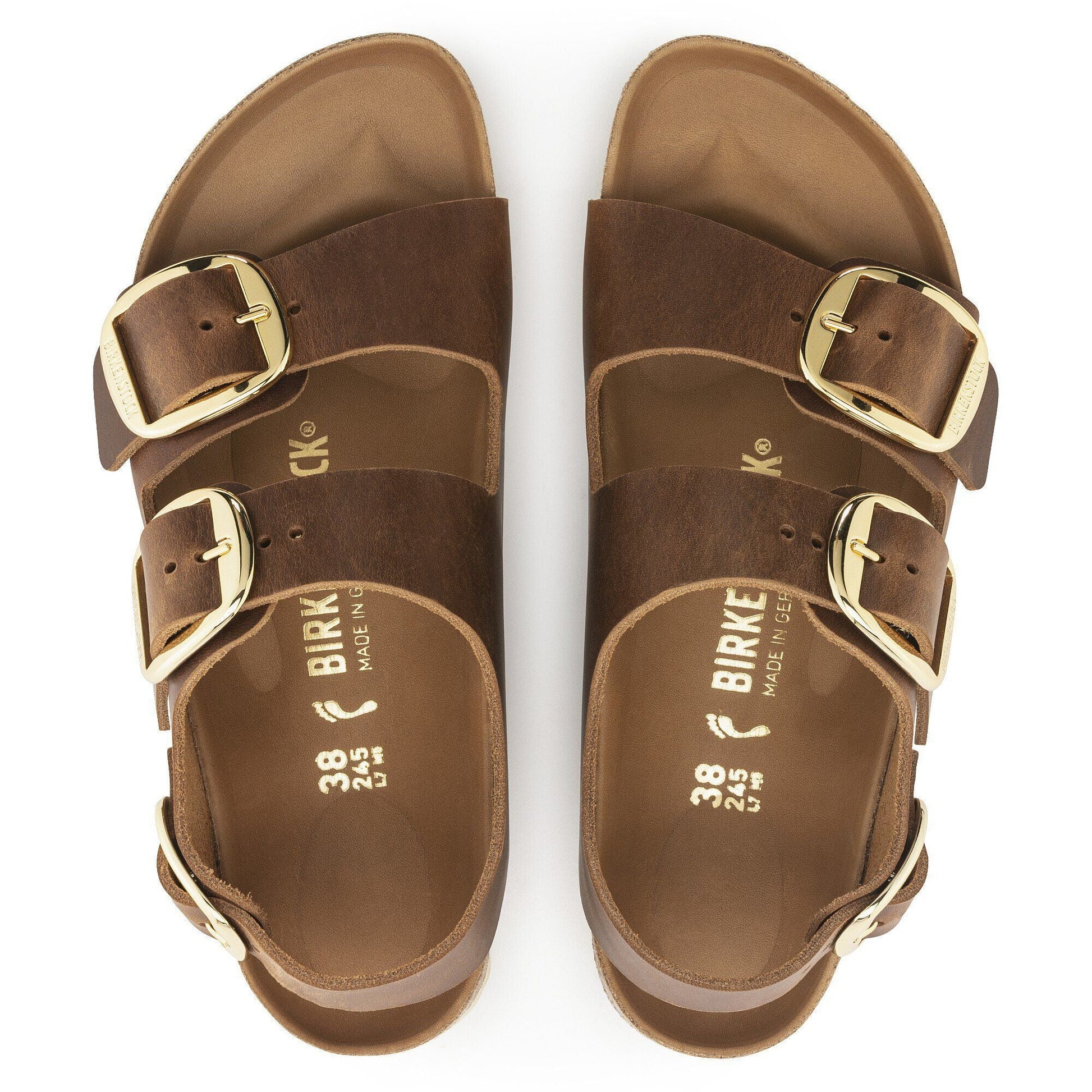 Milano Big Buckle | Oiled Leather | Cognac - sandals - Birkenstock