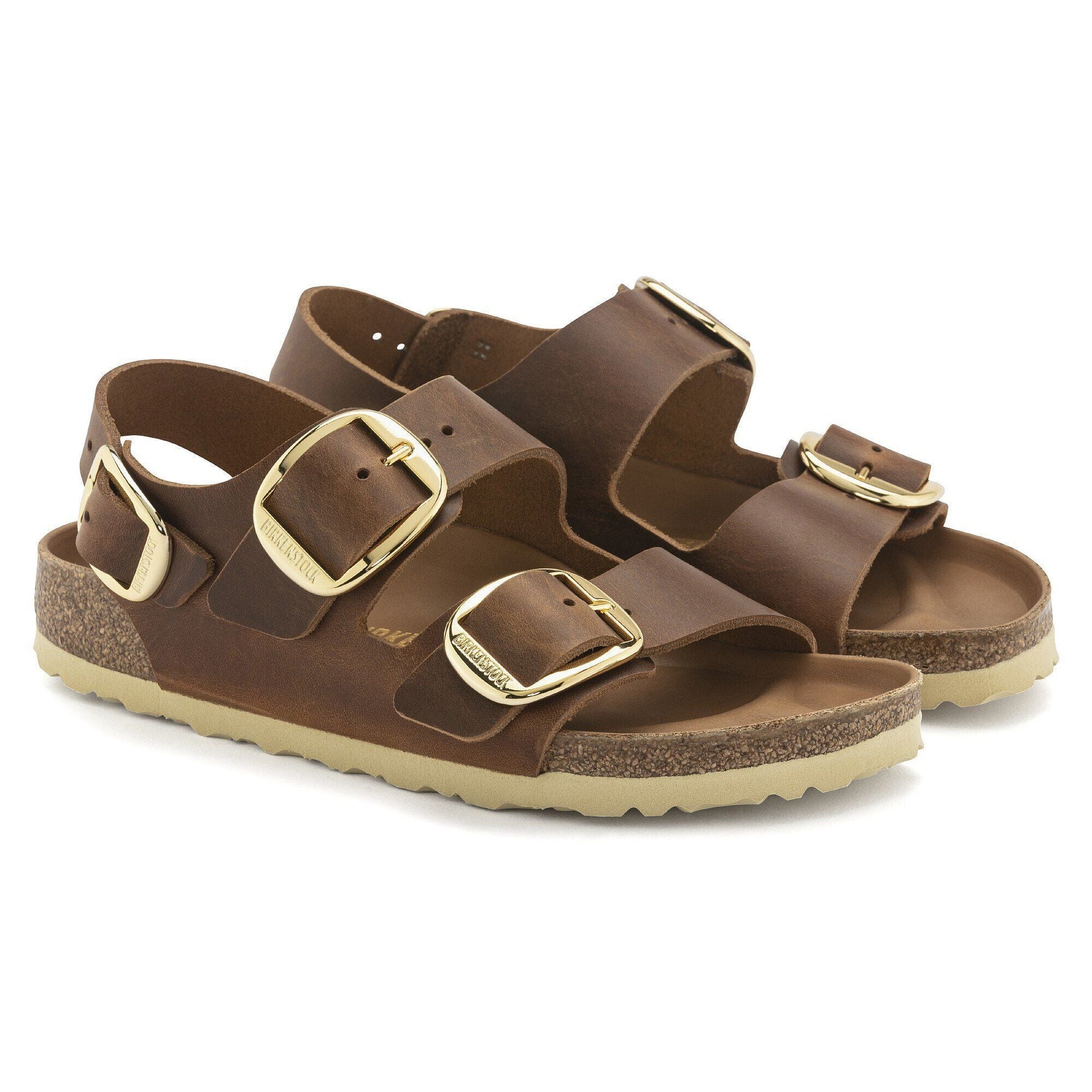 Milano Big Buckle | Oiled Leather | Cognac - sandals - Birkenstock