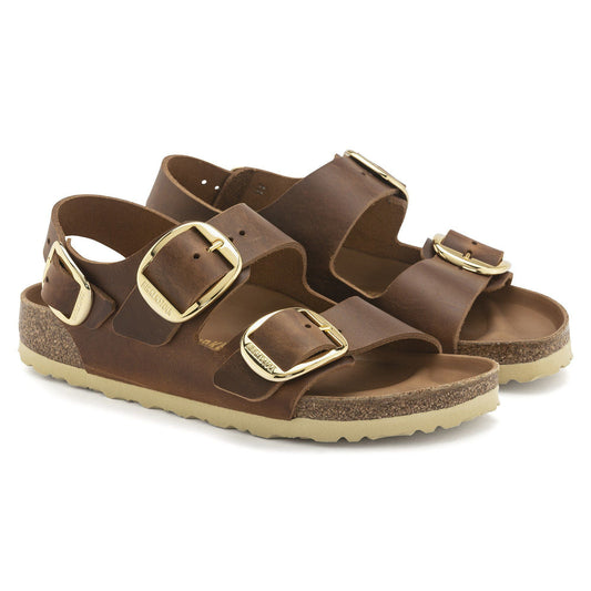 Milano Big Buckle | Oiled Leather | Cognac - sandals - Birkenstock