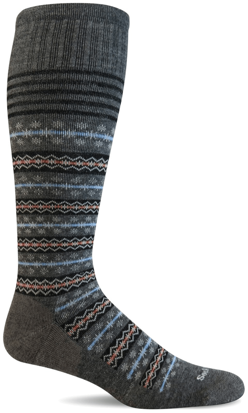 Mini Fairisle | Compression | Women | Charcoal - socks - Sockwell