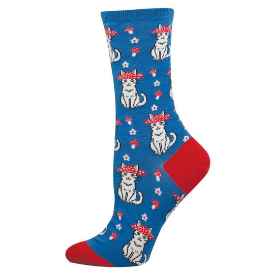 Mushroom Cat | Women | Blue - socks - Socksmith