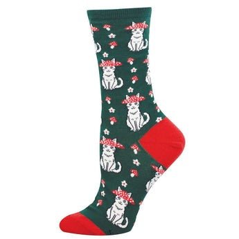 Mushroom Cat | Women | Green - socks - Socksmith