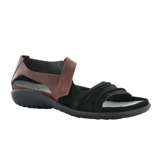 Papaki | Black Velvet Nubuck/Cinnamon Leather - Sandals - Naot