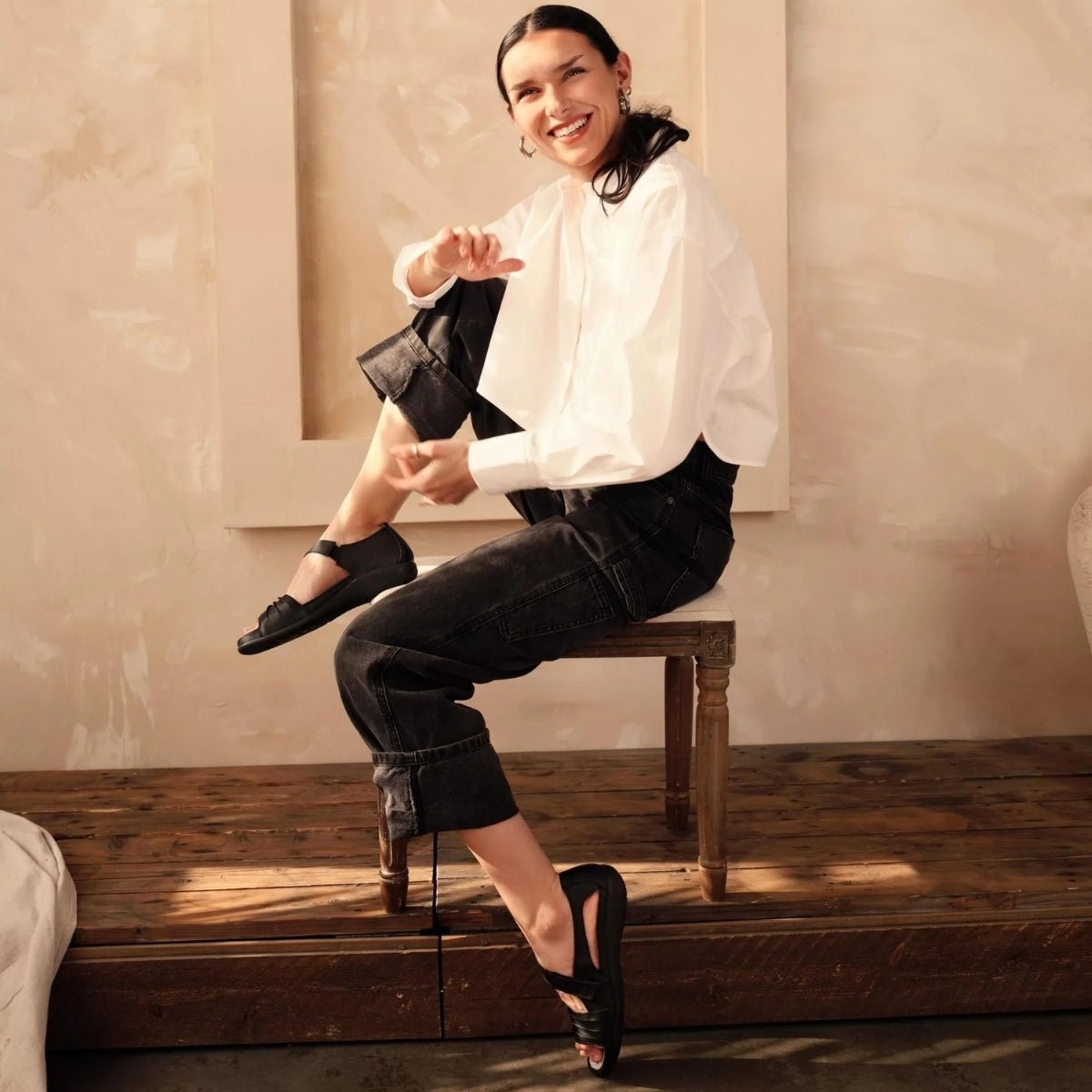 Papaki | Leather | Soft Black - sandals - Naot