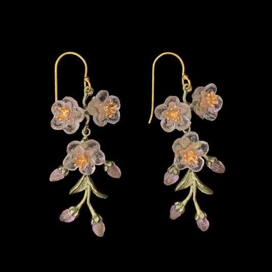 Peach Blossom | 3-Drop Wire Earring | Bronze/Cast Glass - Earring - Michael Michaud