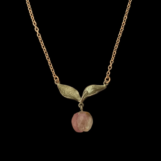 Peach Tree | 16" Dainty pendant Necklace | Bronze/Cast Glass - Necklace - Michael Michaud