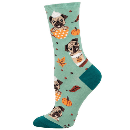 Pugkin Spice Latte | Women | Mint - socks - Socksmith