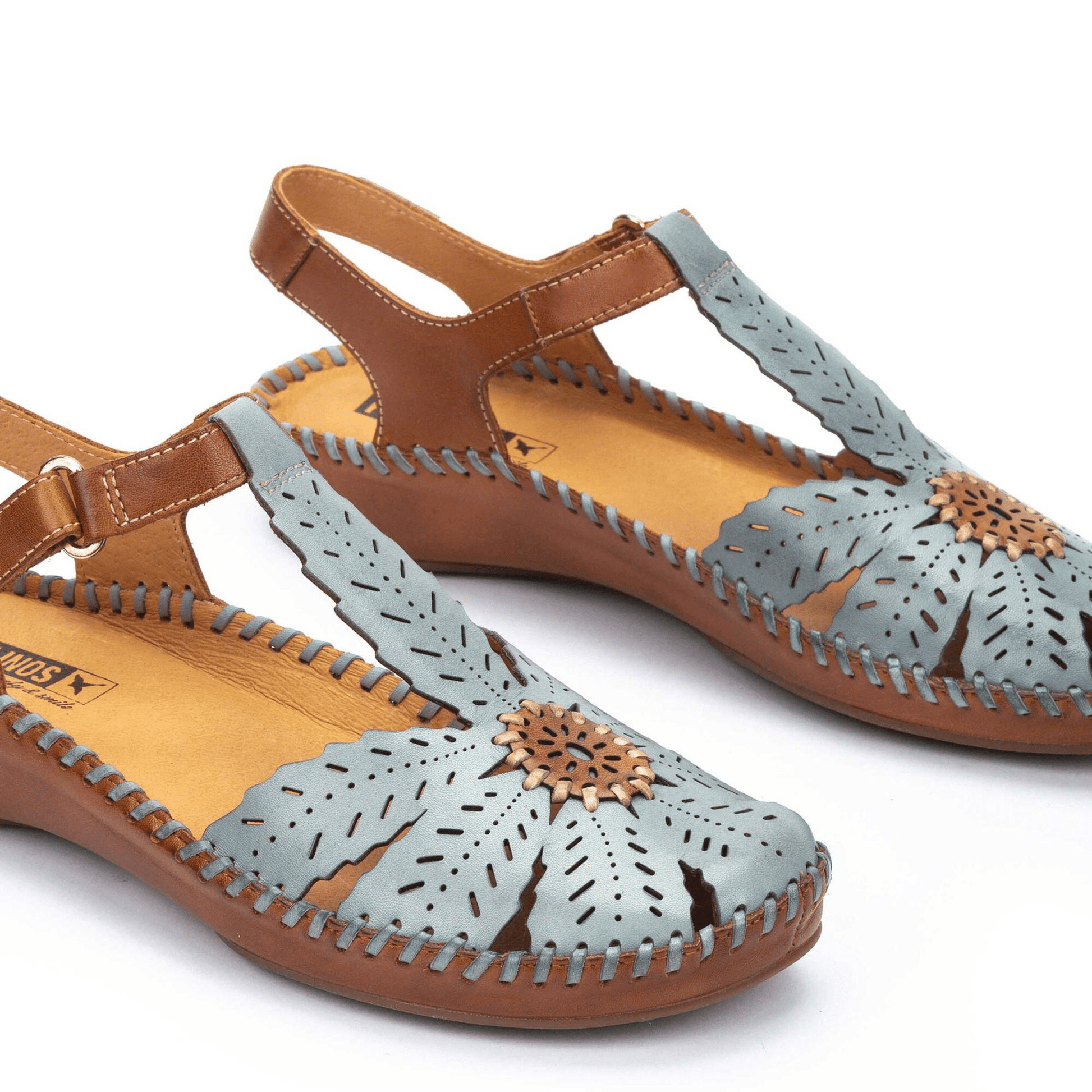 P.V. Laser Palm | Leather | Denim - Sandals - Pikolinos