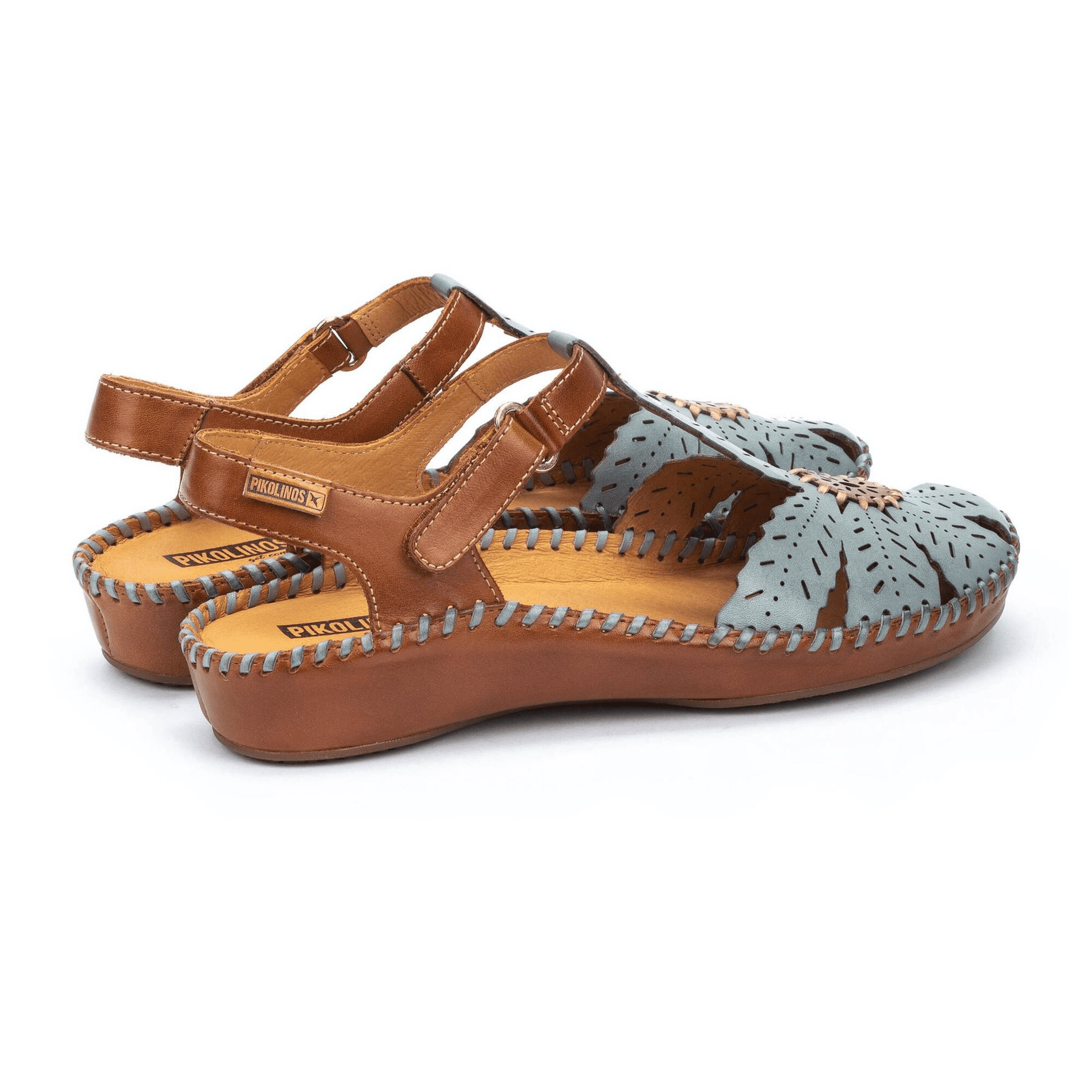 P.V. Laser Palm | Leather | Denim - Sandals - Pikolinos