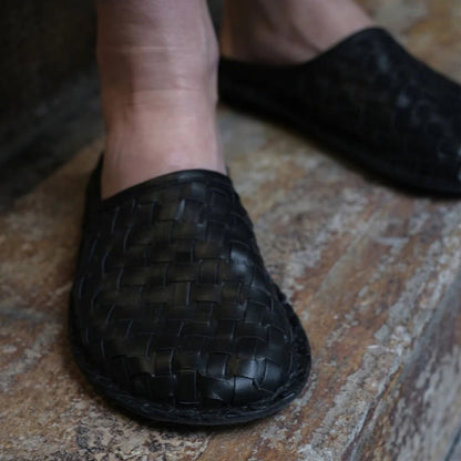 Roma Woven | Leather | Preto Black - clog - VIBAe