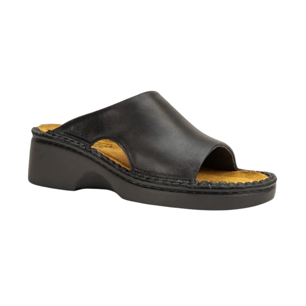 Rome | Leather | Black Matte - Wedge - Naot