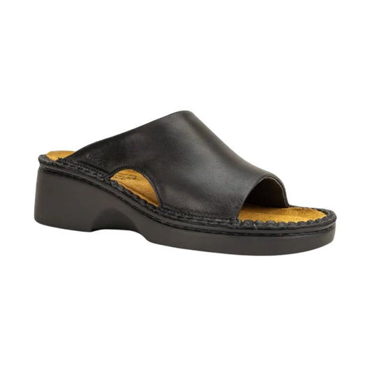 Rome | Leather | Black Matte - Wedge - Naot