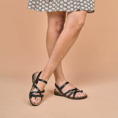 Roslyn | Waxy Burnished | Black - sandals - Dansko