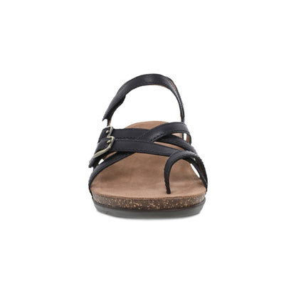 Roslyn | Waxy Burnished | Black - sandals - Dansko
