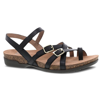 Roslyn | Waxy Burnished | Black - sandals - Dansko