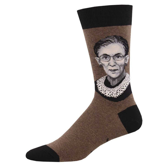 Ruth Bader Ginsburg Portrait | Men | Brown Heather - socks - Socksmith