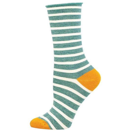 Sailor Stripe | Bamboo | Women | Teal Heather - socks - Socksmith