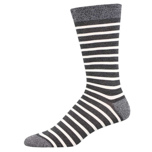 Sailor Stripe Socks | Bamboo | Men | Charcoal/White - socks - Socksmith
