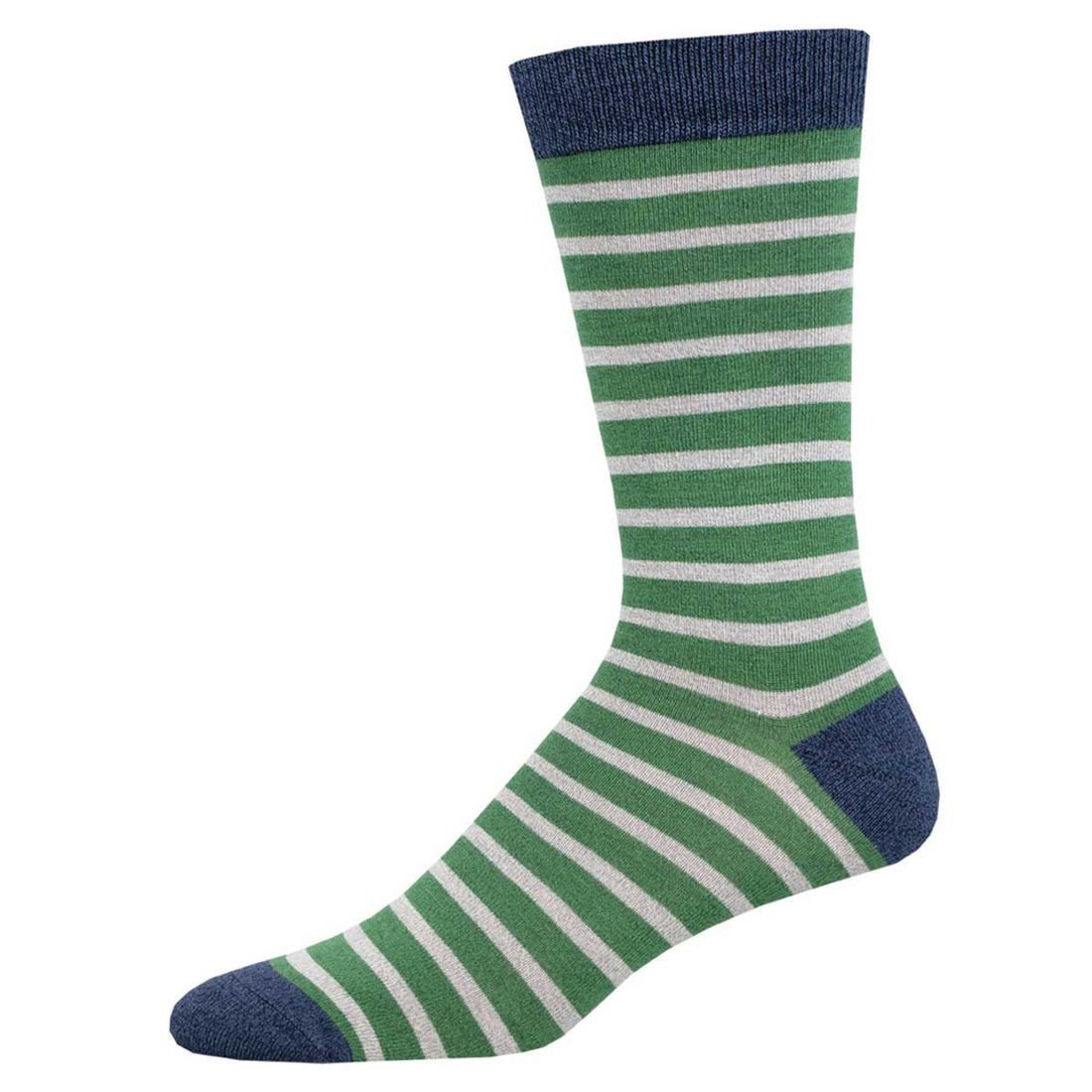 Sailor Stripe Socks | Bamboo | Men | Green/Gray - socks - Socksmith
