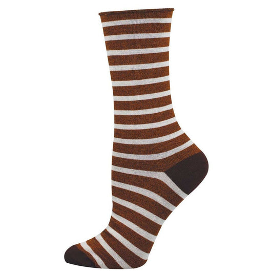Sailor Stripe Socks | Bamboo | Women | Burnt Orange Heather - socks - Socksmith