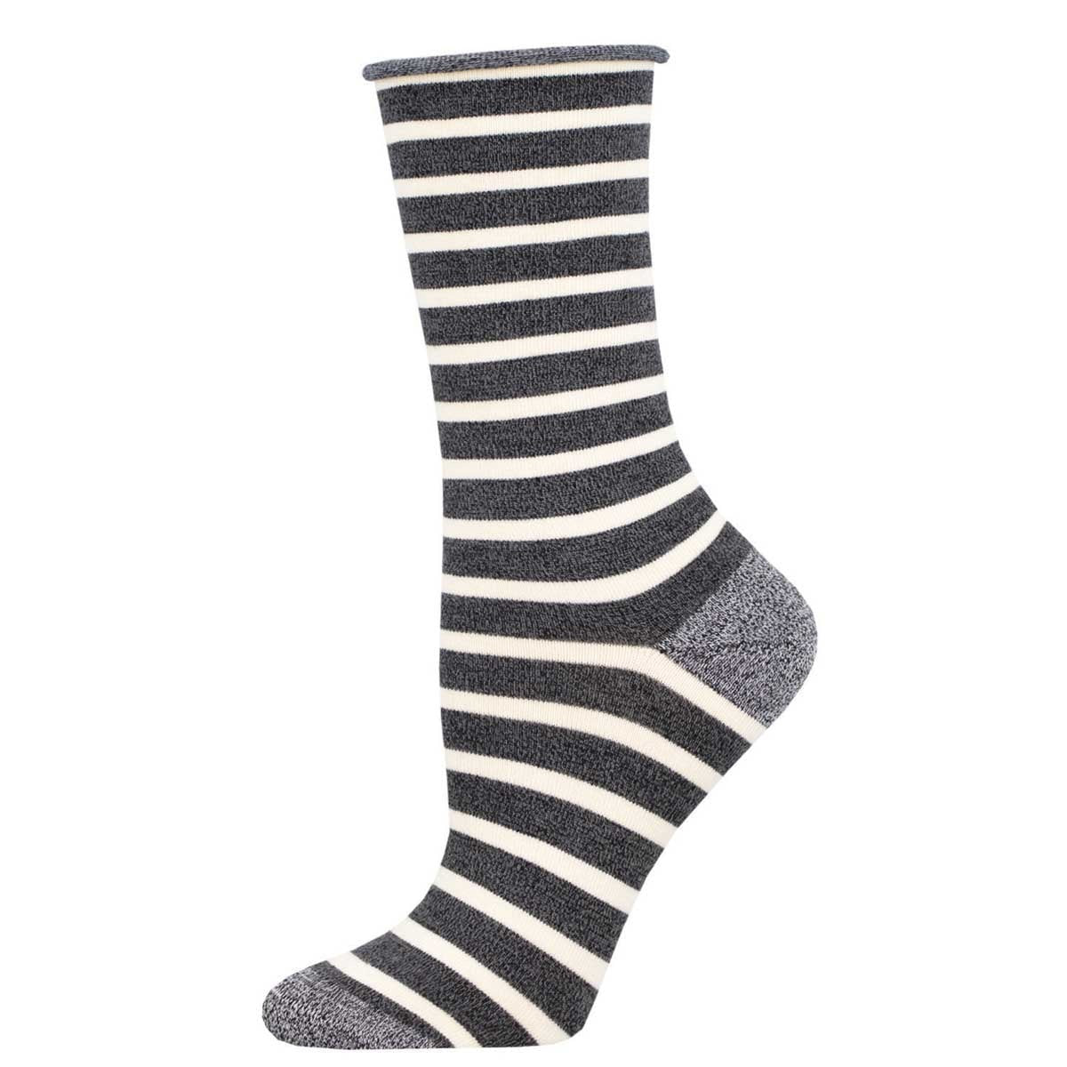 Sailor Stripe Socks | Bamboo | Women | Charcoal/White - socks - Socksmith