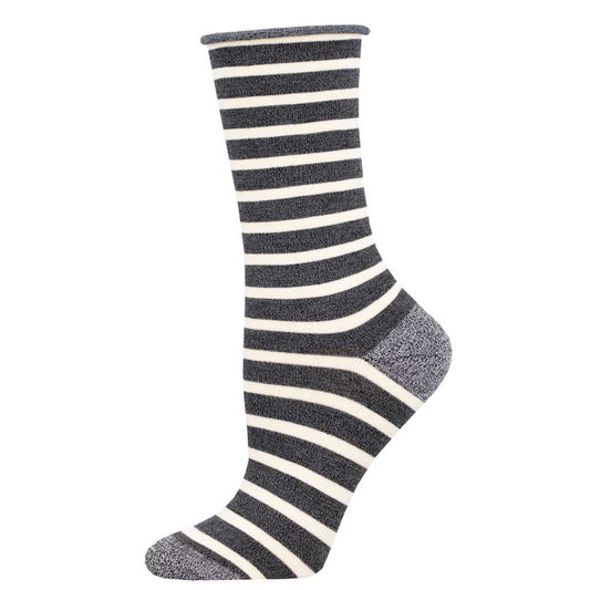 Sailor Stripe Socks | Bamboo | Women | Charcoal/White - socks - Socksmith