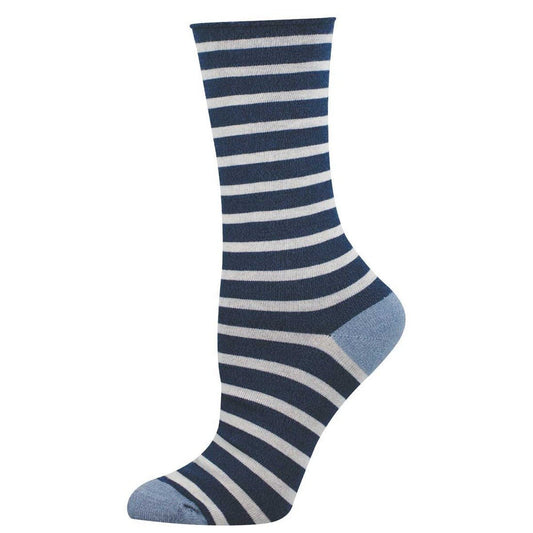 Sailor Stripe Socks | Bamboo | Women | Navy Heather - socks - Socksmith