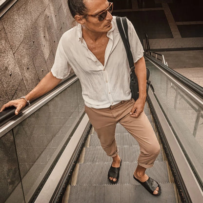 Saint Tropez | Leather | Preto Black - sandals - VIBAe