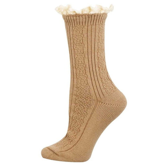 Slouchy Boot Crew Lace | Women | Hemp - socks - Socksmith