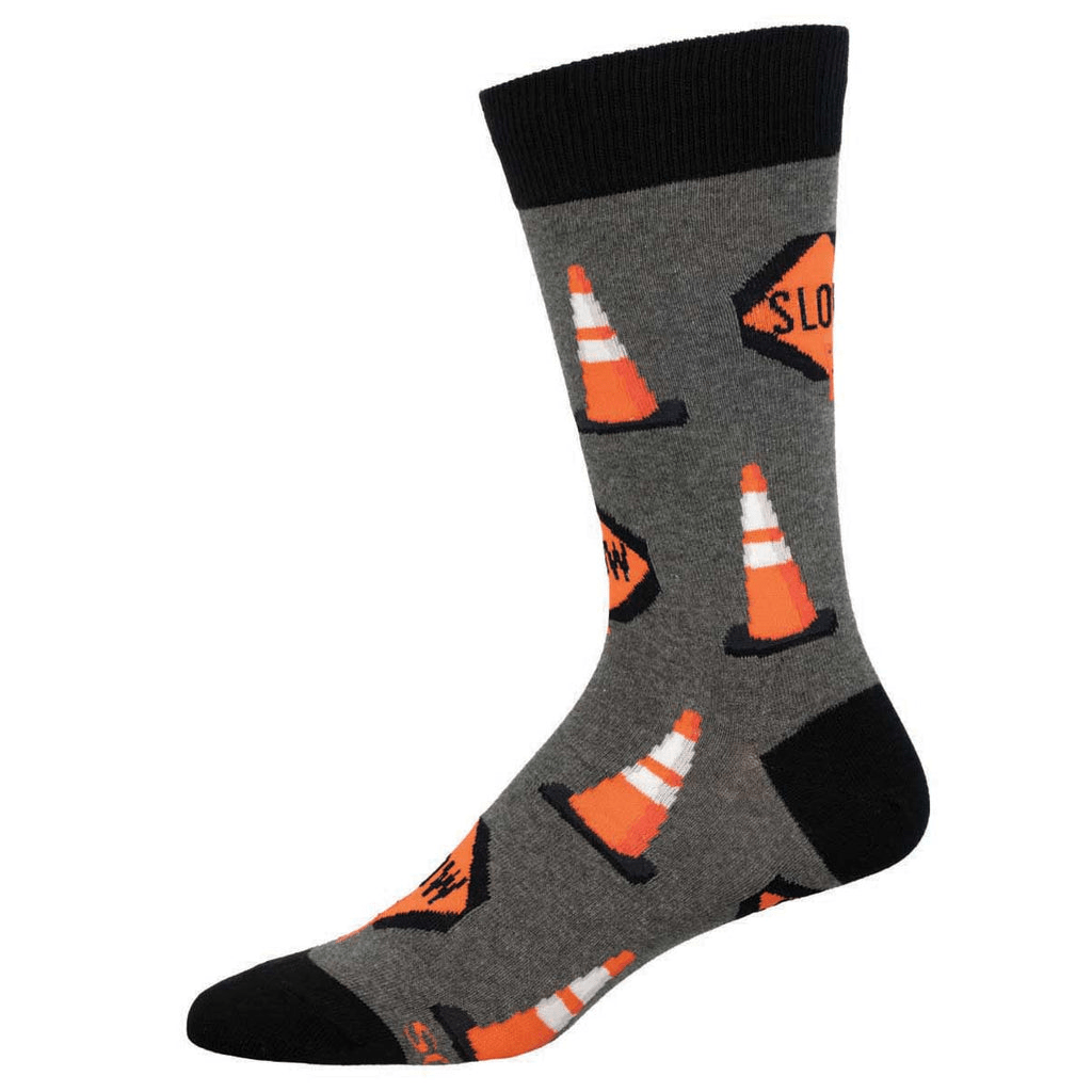 Slow For The Cone Zone | Men | Gray Heather - Socks - Socksmith