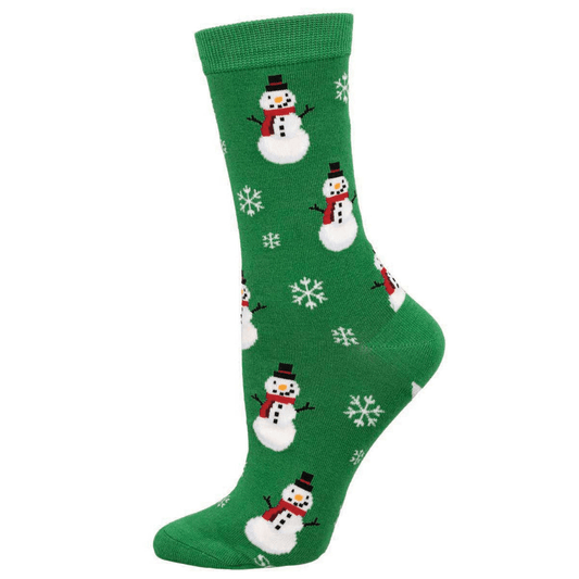 Smiling Snowmen | Bamboo | Women | Green - Socks - Socksmith