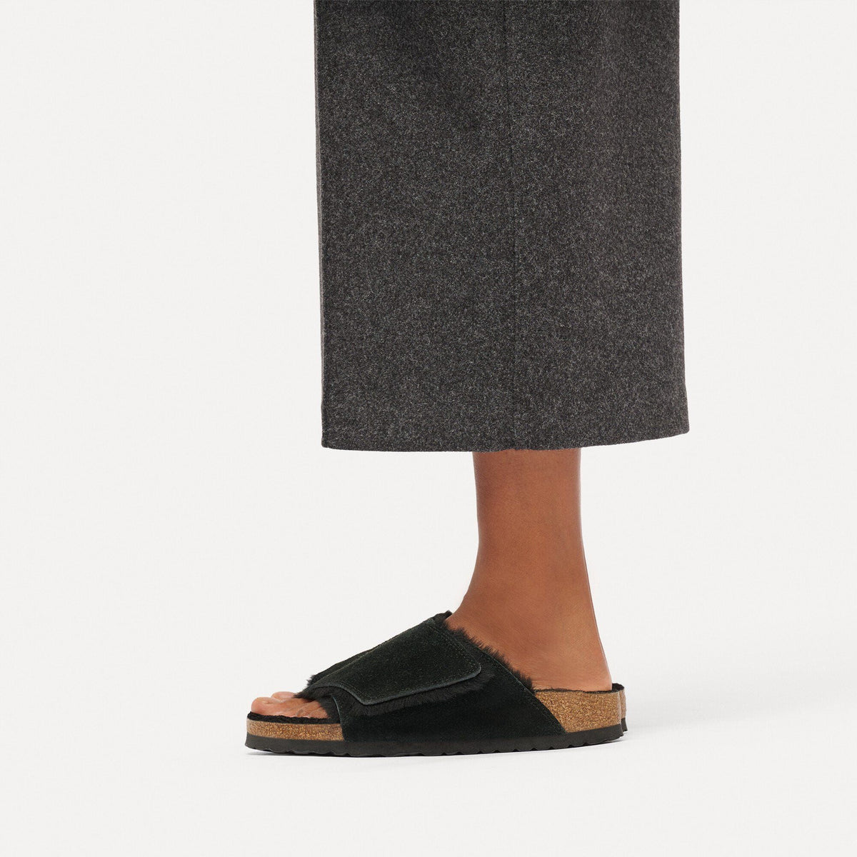 Solana Shearling | Suede | Black - sandals - Birkenstock