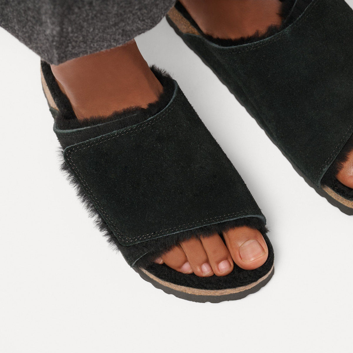 Solana Shearling | Suede | Black - sandals - Birkenstock