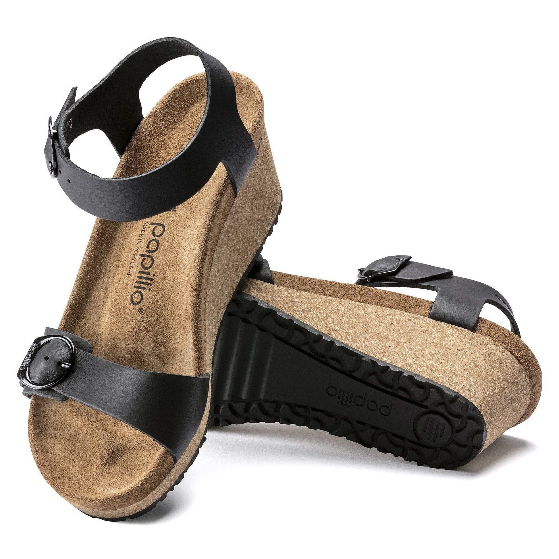 Soley Round Buckle | Leather | Black - Wedge - Birkenstock