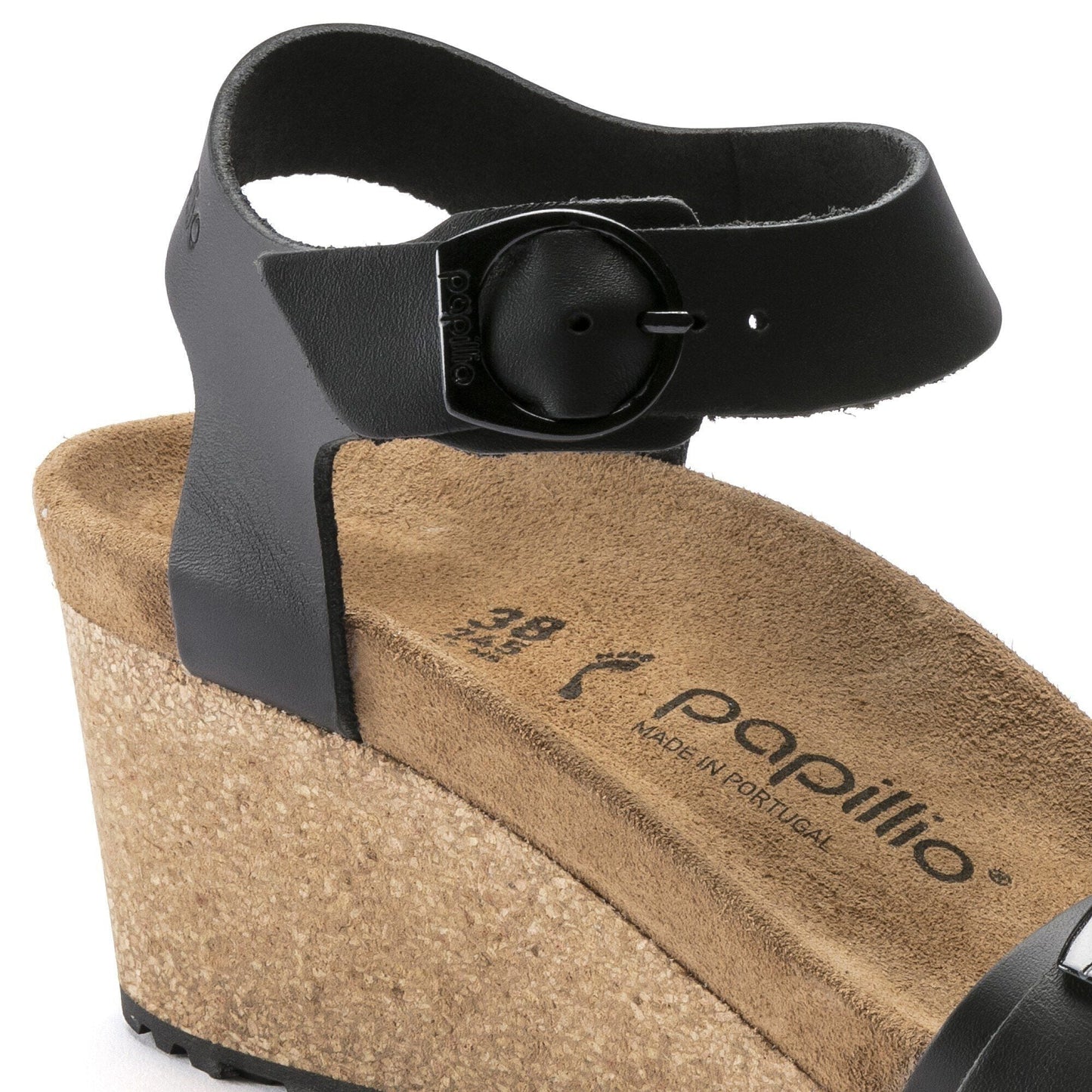 Soley Round Buckle | Leather | Black - Wedge - Birkenstock